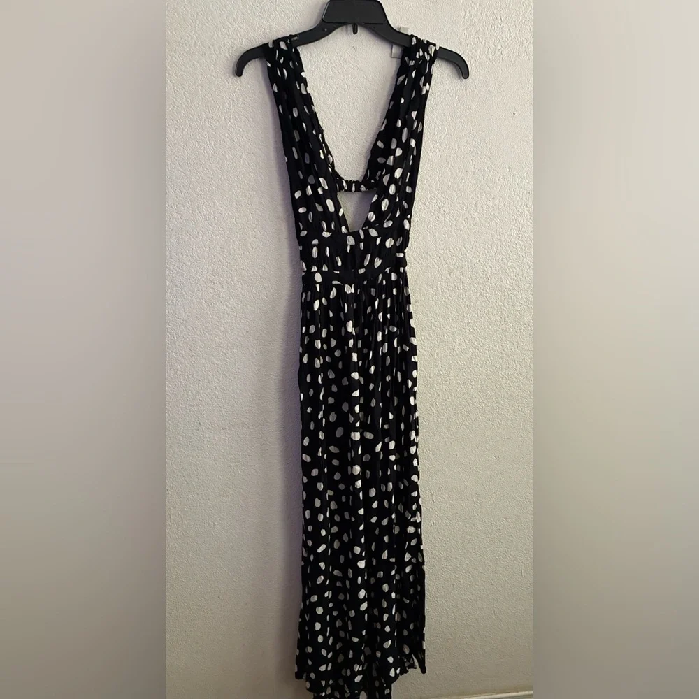 ASOS  Front Slits Back Cut Out Black and White Patterned Maxi  Beach Dress 2 - Picture 4 of 14